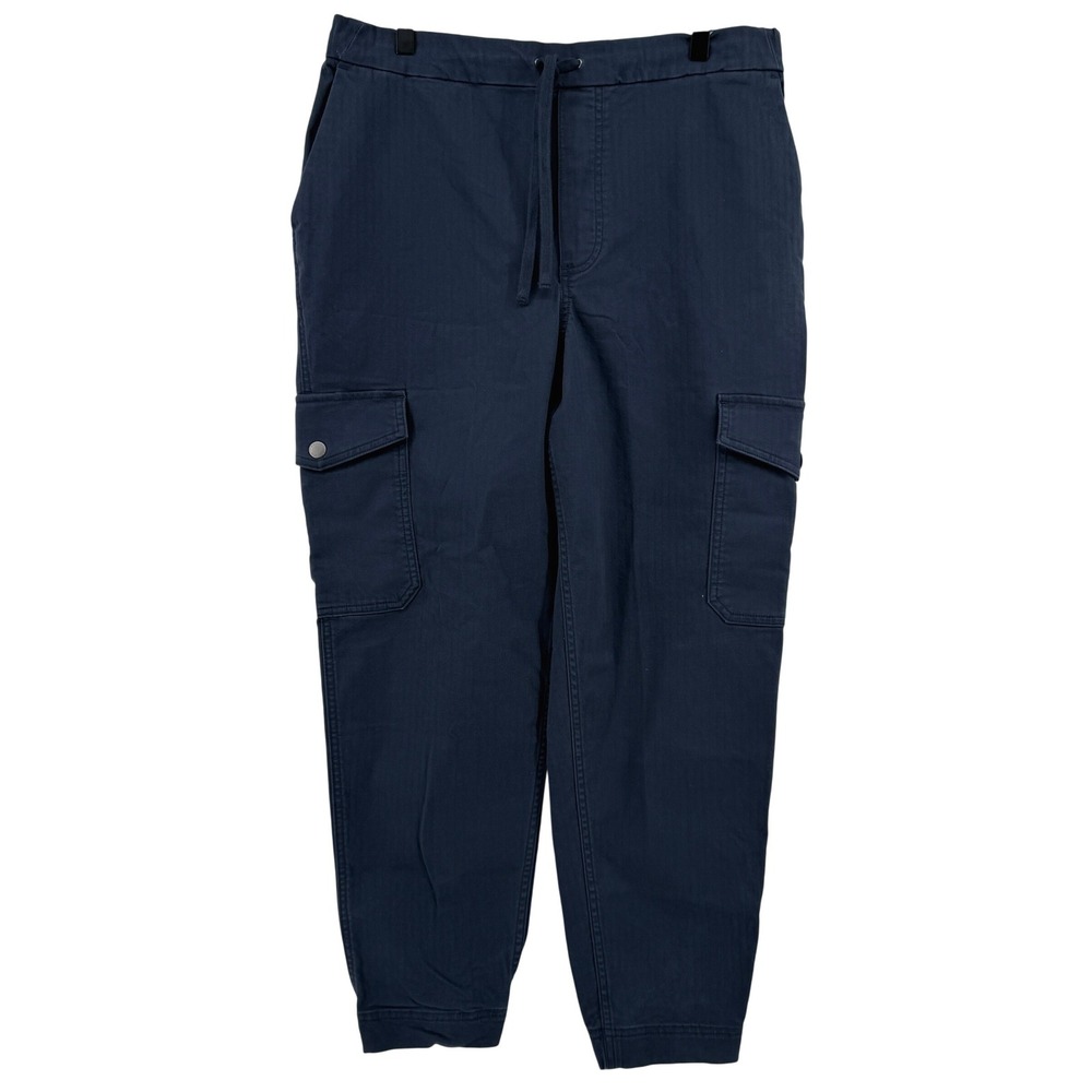 Duluth Reserve Joggers Navy Blue Women 14 Reg High Rise Cargo Pants Pockets New
